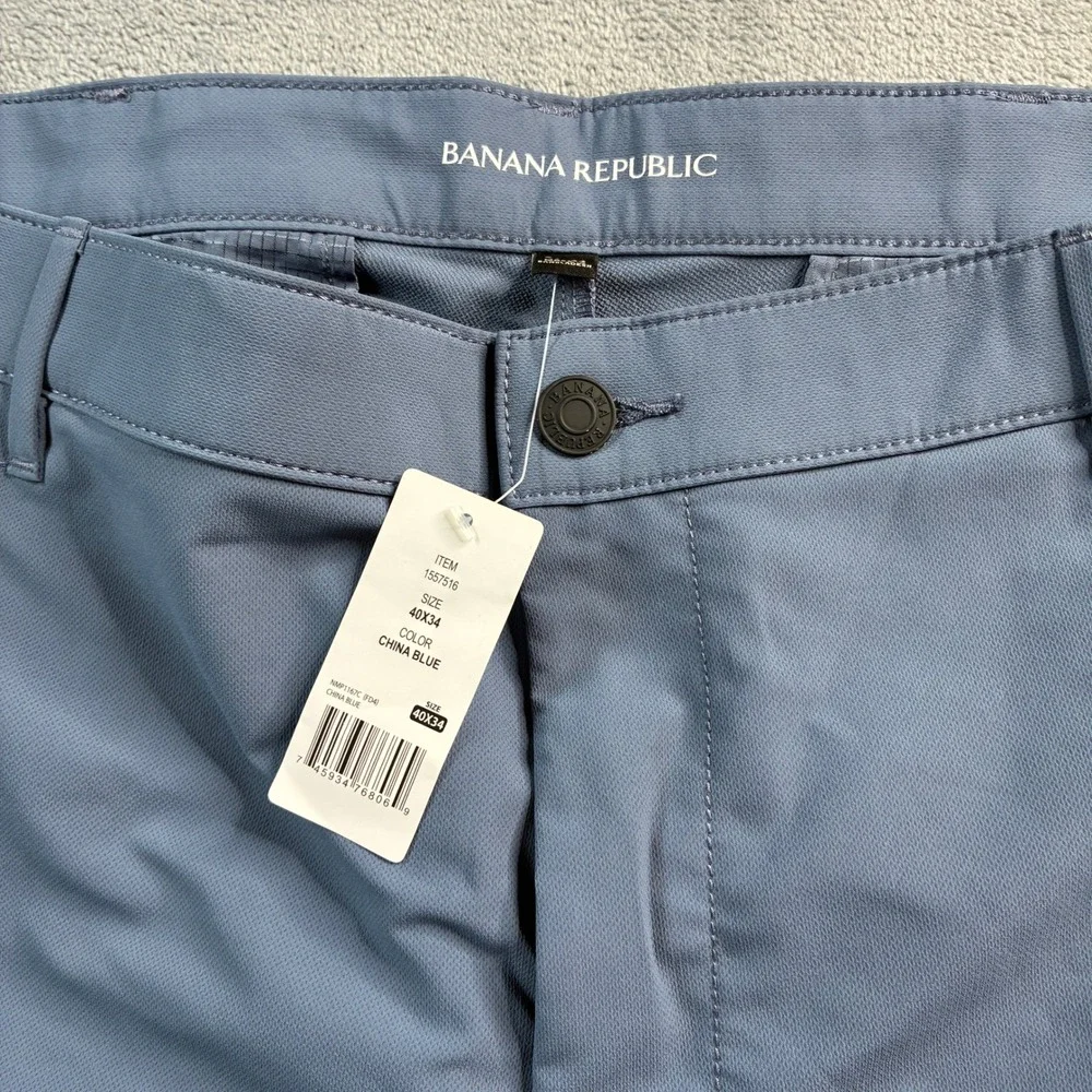 Banana Republic Mens 40x34 China Blue Slim Fit‎ Stretch Performance Pants NWT